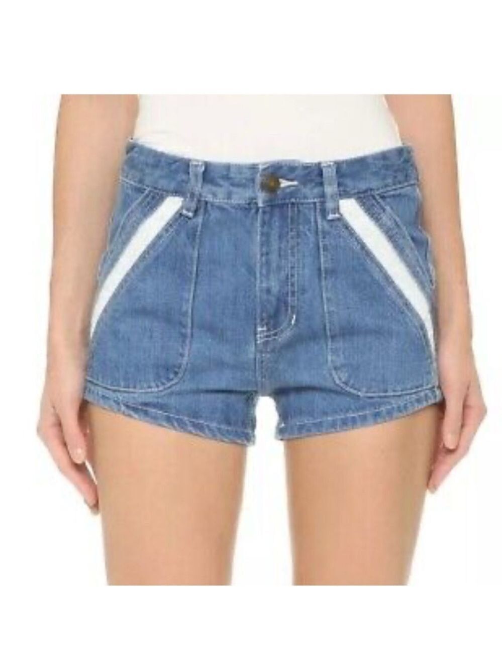 Free People Sweet Surrender Lace Inset High Rise Jean Shorts Size 27
